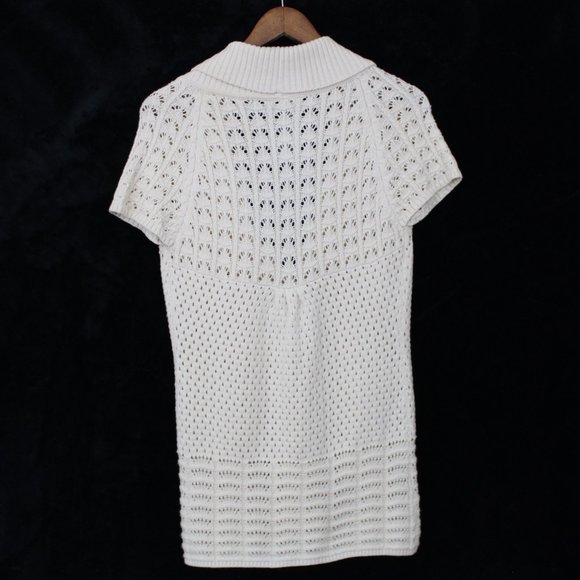 ⬇️$20 Fossil Cream Crochet  Lace Short Sleeve Cardigan - Picture 13 of 13
